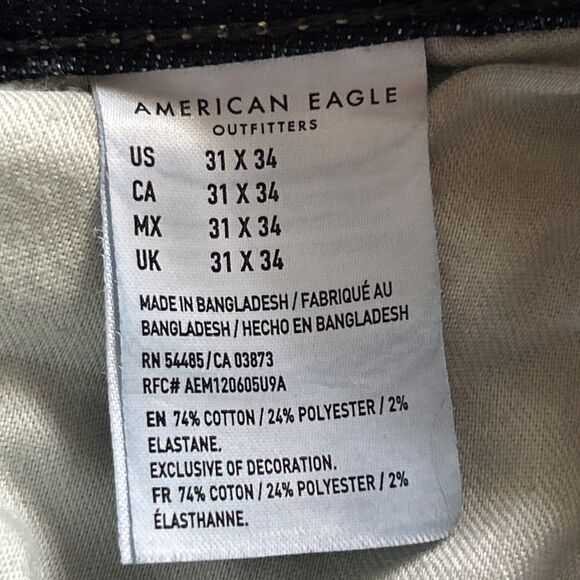 American Eagle Jeans Men 31x34 Blue Denim Slim Fit Distressed Next Level Airflex - Picture 11 of 13